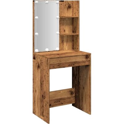 vidaXL Schminktisch mit LED-Leuchten Altholz - 60x40x140 cm vidaXL Schminktisch mit LED-Leuchten Altholz - 60x40x140 cm