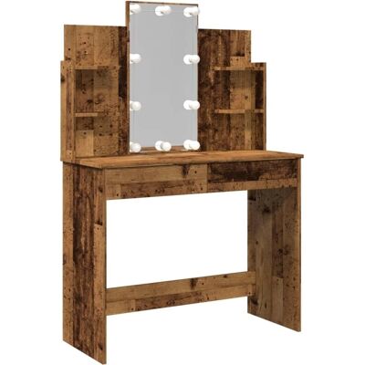 vidaXL Makeup-bord i gammelt træ med LED-lys - Makeup-bord vidaXL Makeup-bord i gammelt træ med LED-lys - Makeup-bord