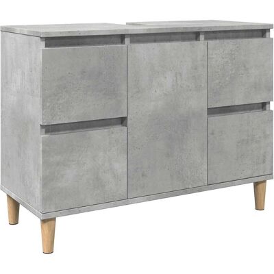 vidaXL 857125 Meuble lavabo - Gris béton, 80x33x60 cm, Bois engineering vidaXL 857125 Meuble lavabo - Gris béton, 80x33x60 cm, Bois engineering