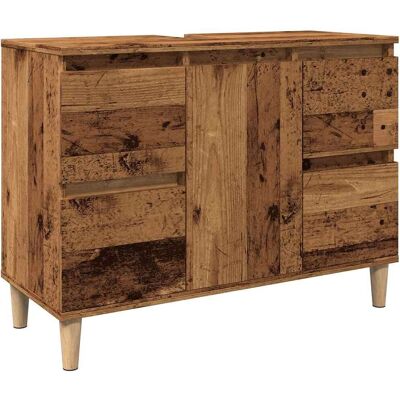 vidaXL Meuble sous lavabo en vieux bois - 80x33x60 cm Placard de salle de bain vidaXL Meuble sous lavabo en vieux bois - 80x33x60 cm Placard de salle de bain
