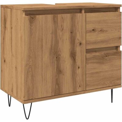 vidaXL Wastafelkast Artisan Eikenhout - 65x33x60 cm vidaXL Wastafelkast Artisan Eikenhout - 65x33x60 cm
