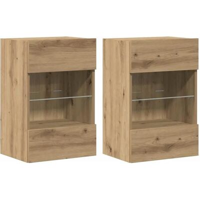 vidaXL TV-Wandregale mit LED-Lichtern 2 St. Artisan Eiche 40x30x60,5 cm vidaXL TV-Wandregale mit LED-Lichtern 2 St. Artisan Eiche 40x30x60,5 cm