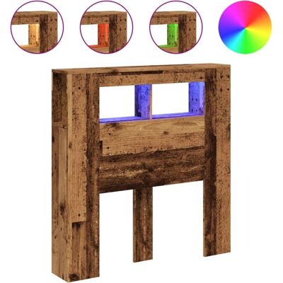 vidaXL Oud hout 100x18,5x103,5 cm LED Kopstuk - Kopstuk vidaXL Oud hout 100x18,5x103,5 cm LED Kopstuk - Kopstuk
