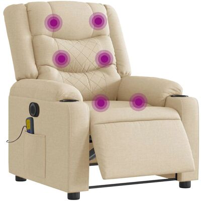 Chaise d'accent VidaXL - Tissu crème, Reclinable manuel, Massage, Durable - Publicité Chaise d'accent VidaXL - Tissu crème, Reclinable manuel, Massage, Durable - Publicité