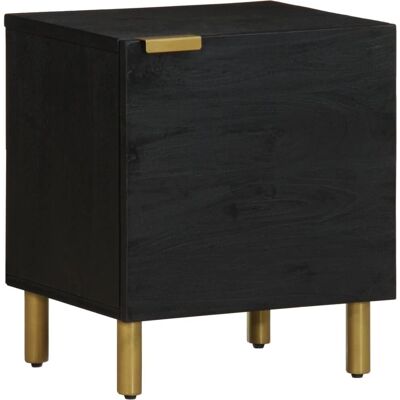 vidaXL Schwarzer Mangoholz Nachttisch - 40x33x46 cm - Nachttisch vidaXL Schwarzer Mangoholz Nachttisch - 40x33x46 cm - Nachttisch