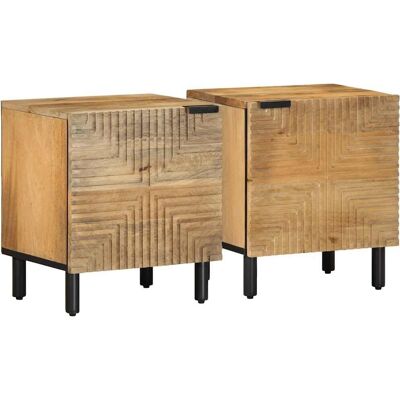vidaXL Nattkastjes - 2 stuks Bruin - 40x33x46 cm - Massief mango hout vidaXL Nattkastjes - 2 stuks Bruin - 40x33x46 cm - Massief mango hout