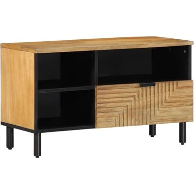 vidaXL Mobile Porta Tv Marrone 80x33x46 Cm In Legno Massello Di Mango vidaXL Mobile Porta Tv Marrone 80x33x46 Cm In Legno Massello Di Mango