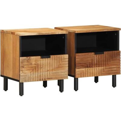 vidaXL Yöpöydät 2 kpl 40x33x46 cm Massiivinen akatsiapuujalka Ruskea - Yöpöydät vidaXL Yöpöydät 2 kpl 40x33x46 cm Massiivinen akatsiapuujalka Ruskea - Yöpöydät