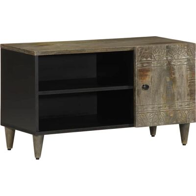 vidaXL Meuble TV Gris Clair 80x31,5x46 cm Bois de Mangue Massif - Meuble TV - Publicité vidaXL Meuble TV Gris Clair 80x31,5x46 cm Bois de Mangue Massif - Meuble TV - Publicité