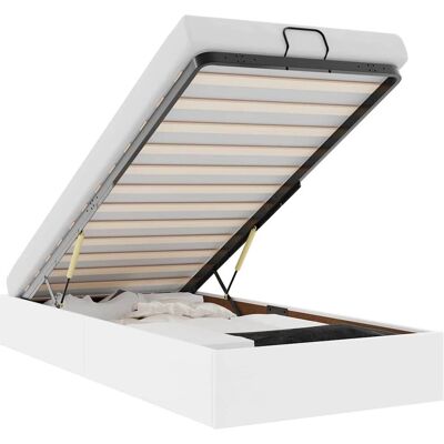 VidaXL Bedframe met opbergruimte - Modern, Wit, 100x200 cm VidaXL Bedframe met opbergruimte - Modern, Wit, 100x200 cm
