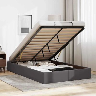 vidaXL Grijze Ottoman Bed met Opbergruimte - Bedframe vidaXL Grijze Ottoman Bed met Opbergruimte - Bedframe