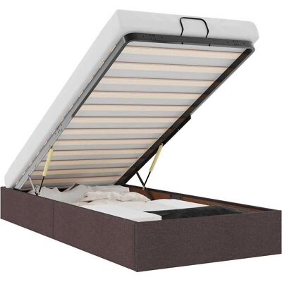 Lit ottoman vidaXL avec rangement - 100x200 cm - Marron foncé Lit ottoman vidaXL avec rangement - 100x200 cm - Marron foncé