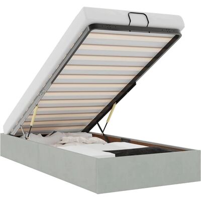 vidaXL Hellgraues Samt Ottoman-Bett - Bettgestell vidaXL Hellgraues Samt Ottoman-Bett - Bettgestell