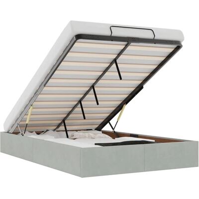 Vidaxl Lichtgrijze Velvet Ottoman Bedframe - Bedframe Vidaxl Lichtgrijze Velvet Ottoman Bedframe - Bedframe