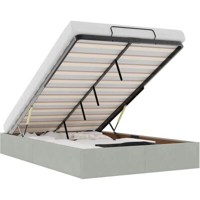vidaXL Hellgraues Samt Ottoman-Bett - Bettgestell vidaXL Hellgraues Samt Ottoman-Bett - Bettgestell