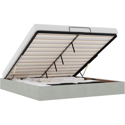 vidaXL Hellgraues Samt Ottoman-Bett 200x200 cm vidaXL Hellgraues Samt Ottoman-Bett 200x200 cm