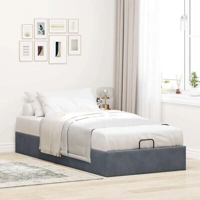 vidaXL Ottoman Bed Frame - Single - Dark Grey - Bedstead vidaXL Ottoman Bed Frame - Single - Dark Grey - Bedstead
