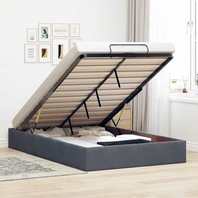 vidaXL Ottoman Bed Frame - Double Dark Grey Velvet - Bedstead vidaXL Ottoman Bed Frame - Double Dark Grey Velvet - Bedstead