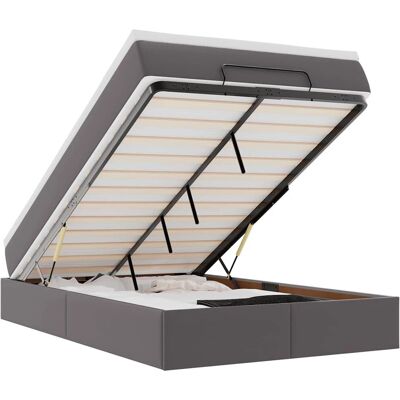 VidaXL Bett mit Stauraum - Grau Kunstleder - 120x190cm VidaXL Bett mit Stauraum - Grau Kunstleder - 120x190cm