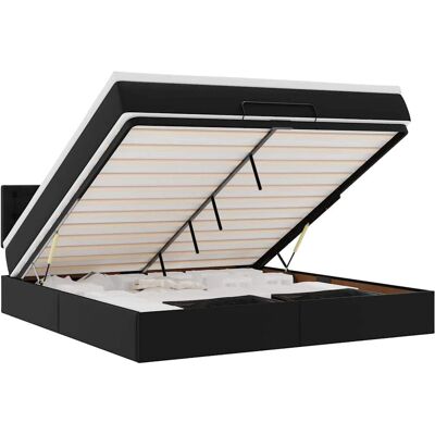 vidaXL Ottoman-Bett mit Matratze Schwarz 180x200 cm Kunstleder vidaXL Ottoman-Bett mit Matratze Schwarz 180x200 cm Kunstleder
