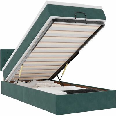 vidaXL Ottoman-Bett mit Matratze - Dunkelgrün Samt - Unterstützende Taschenfederkern vidaXL Ottoman-Bett mit Matratze - Dunkelgrün Samt - Unterstützende Taschenfederkern