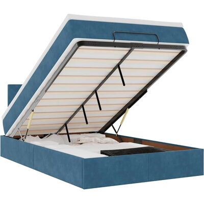 vidaXL Bett mit Stauraum, Dunkelblau Samt, Modell 3311937 - Bett vidaXL Bett mit Stauraum, Dunkelblau Samt, Modell 3311937 - Bett