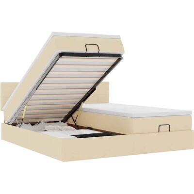 VidaXL Ottomansbett mit Matratze - Creme - Bett VidaXL Ottomansbett mit Matratze - Creme - Bett