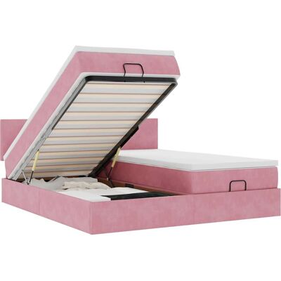vidaXL Bett mit Stauraum - Rosa Samt Ottoman Struktur vidaXL Bett mit Stauraum - Rosa Samt Ottoman Struktur
