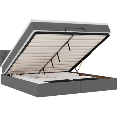 vidaXL Ottoman-Bett mit Matratze & LEDs - Dunkelgrau 90x190cm vidaXL Ottoman-Bett mit Matratze & LEDs - Dunkelgrau 90x190cm