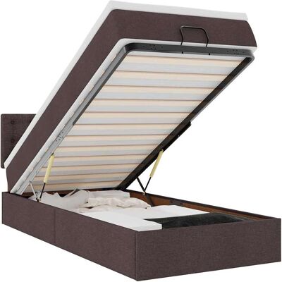 vidaXL Ottomane Bett mit LEDs Dunkelbraun 90x200 cm Stoff vidaXL Ottomane Bett mit LEDs Dunkelbraun 90x200 cm Stoff