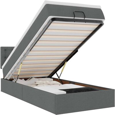 vidaXL Ottomane Bett mit Matratze & LEDs Dunkelgrau 140x190cm vidaXL Ottomane Bett mit Matratze & LEDs Dunkelgrau 140x190cm