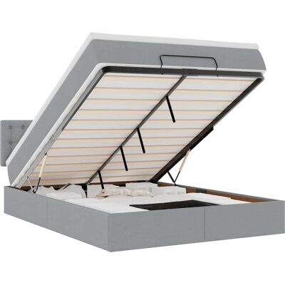 vidaXL Ottoman-Bett mit Matratze & LEDs Hellgrau 160x200 - Moderner Stauraumschlaf vidaXL Ottoman-Bett mit Matratze & LEDs Hellgrau 160x200 - Moderner Stauraumschlaf