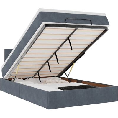 VidaXL Bed met Opbergruimte - Donkergrijze Fluwelen Ottoman VidaXL Bed met Opbergruimte - Donkergrijze Fluwelen Ottoman