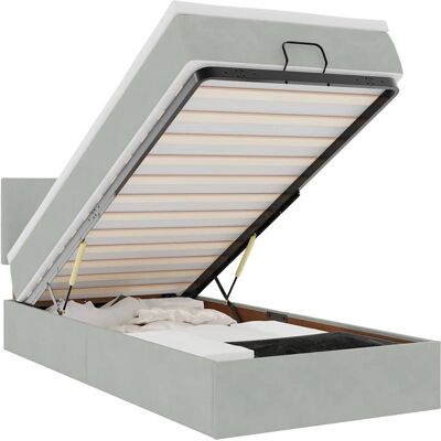 VidaXL Bed - 120x200cm Lichtgrijs Fluwelen Ottoman VidaXL Bed - 120x200cm Lichtgrijs Fluwelen Ottoman