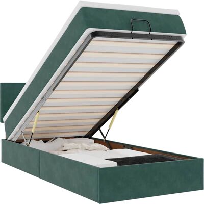vidaXL Ottoman-Bett mit Matratze & LEDs Dunkelgrün 140x200 cm Samt vidaXL Ottoman-Bett mit Matratze & LEDs Dunkelgrün 140x200 cm Samt