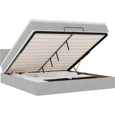 vidaXL Ottomannbett mit Matratze & LEDs Hellgrau 180x200 cm vidaXL Ottomannbett mit Matratze & LEDs Hellgrau 180x200 cm