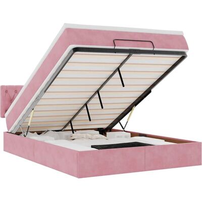 vidaXL Rosa Ottoman-Bett mit Stauraum & LEDs - Bett vidaXL Rosa Ottoman-Bett mit Stauraum & LEDs - Bett