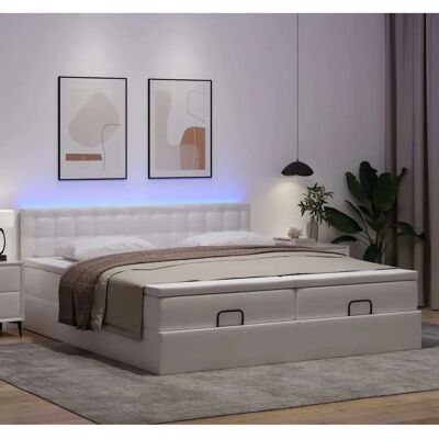 VIDAXL Bettgestell - 200x200 cm, Weiß, Kunstleder - Bettgestell VIDAXL Bettgestell - 200x200 cm, Weiß, Kunstleder - Bettgestell