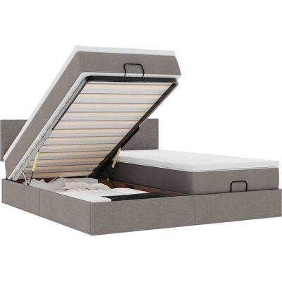 VidaXL Bett - Grau-Braun - Stauraum & LED-Beleuchtung VidaXL Bett - Grau-Braun - Stauraum & LED-Beleuchtung