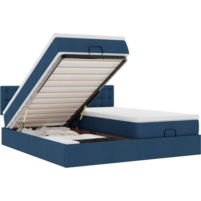 vidaXL Ottoman-Bett mit Stauraum & LEDs - Komfortmatratze, Blau vidaXL Ottoman-Bett mit Stauraum & LEDs - Komfortmatratze, Blau