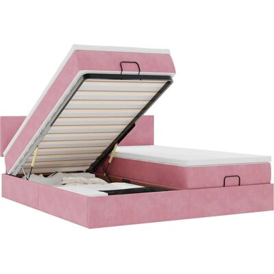 vidaXL Pinke Ottoman-Bett mit Stauraum & LEDs - Bett vidaXL Pinke Ottoman-Bett mit Stauraum & LEDs - Bett