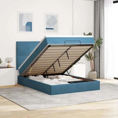 vidaXL Donkerblauw Fluweel Ottoman Bed 140x190 cm vidaXL Donkerblauw Fluweel Ottoman Bed 140x190 cm