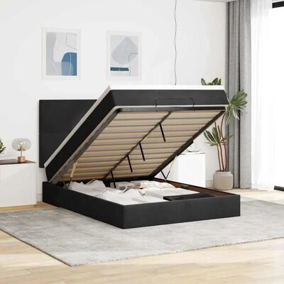 VidaXL Zwart Velvet Ottoman Bed Met Mattresses 140x200cm - Bed VidaXL Zwart Velvet Ottoman Bed Met Mattresses 140x200cm - Bed
