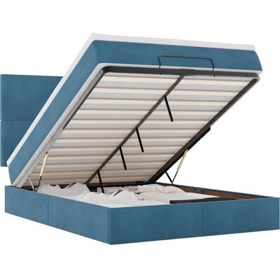 vidaXL Ottoman-Bed met Opbergruimte 140x200 cm Donkerblauw vidaXL Ottoman-Bed met Opbergruimte 140x200 cm Donkerblauw