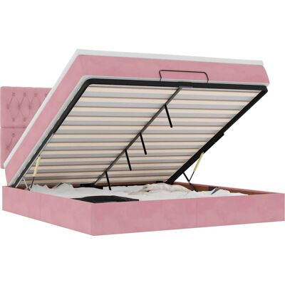 VidaXL Ottomane Bett Mit Pinkem Samt-Matratze - Bett VidaXL Ottomane Bett Mit Pinkem Samt-Matratze - Bett