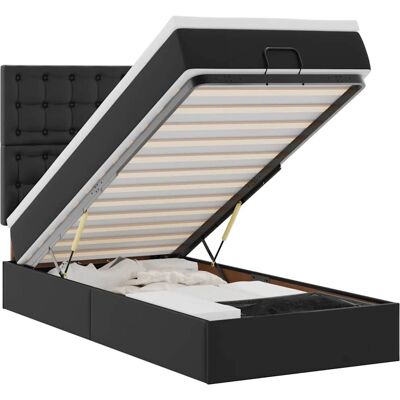 vidaXL Ottomansbett mit Matratze & LEDs Schwarz 90x200 cm Kunstleder vidaXL Ottomansbett mit Matratze & LEDs Schwarz 90x200 cm Kunstleder