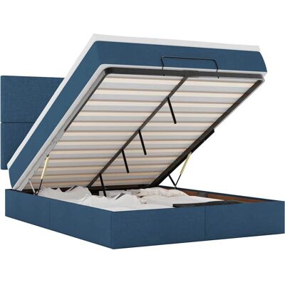 vidaXL Ottomabett mit Matratze & LEDs Blau 140x190cm vidaXL Ottomabett mit Matratze & LEDs Blau 140x190cm