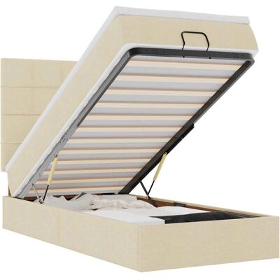 VidaXL Bett mit Stauraum - 120x190 cm - Creme VidaXL Bett mit Stauraum - 120x190 cm - Creme