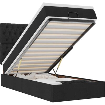 vidaXL Ottomabett mit Matratze & LEDs Schwarz 140x190 vidaXL Ottomabett mit Matratze & LEDs Schwarz 140x190