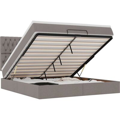vidaXL Graubraune Ottoman-Bettgestell - Stauraum & LED-Lichter vidaXL Graubraune Ottoman-Bettgestell - Stauraum & LED-Lichter
